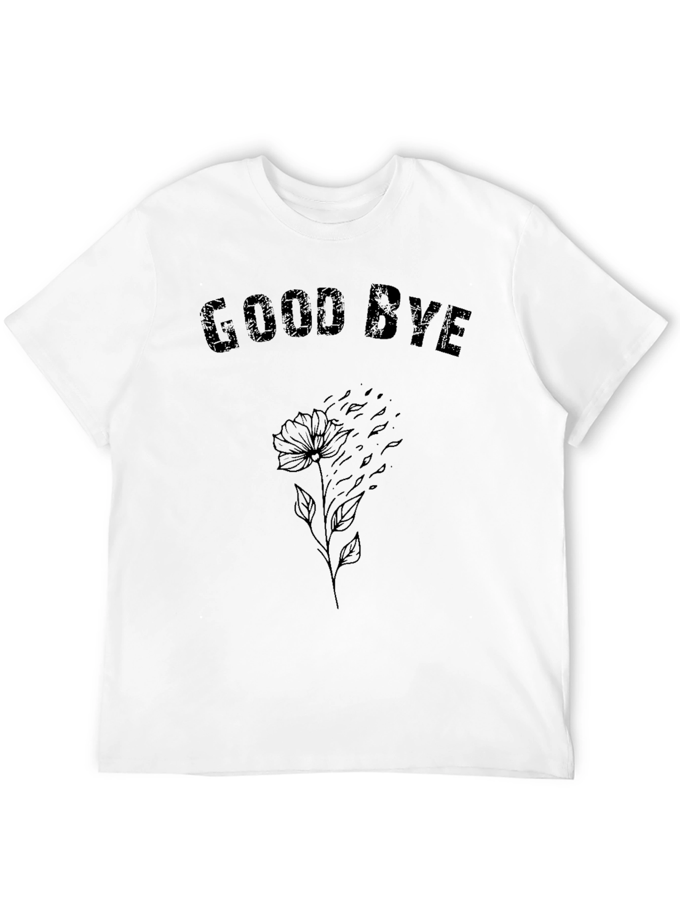 Goodbye Flower Graphic Tee - Black Casual Shirt