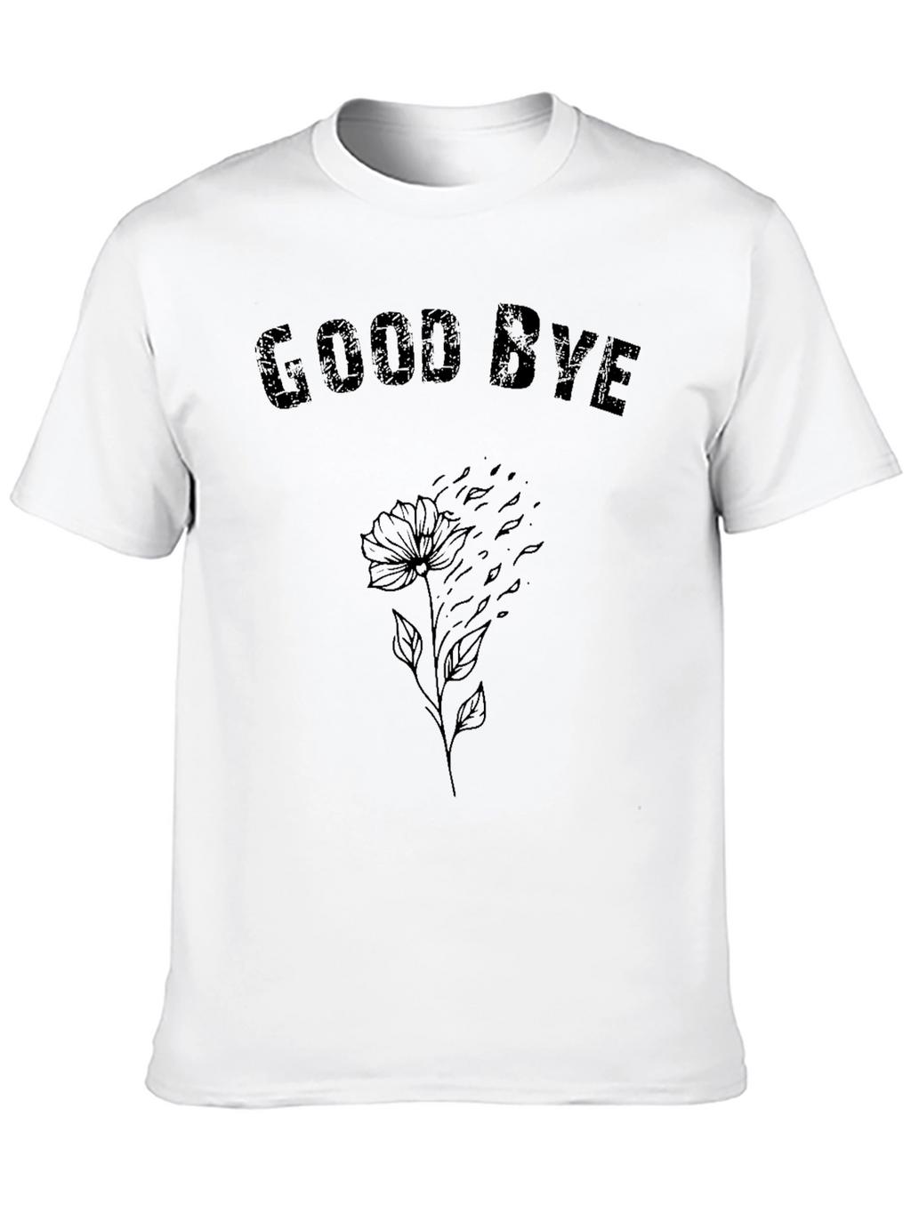 Goodbye Flower Graphic Tee - Black Casual Shirt