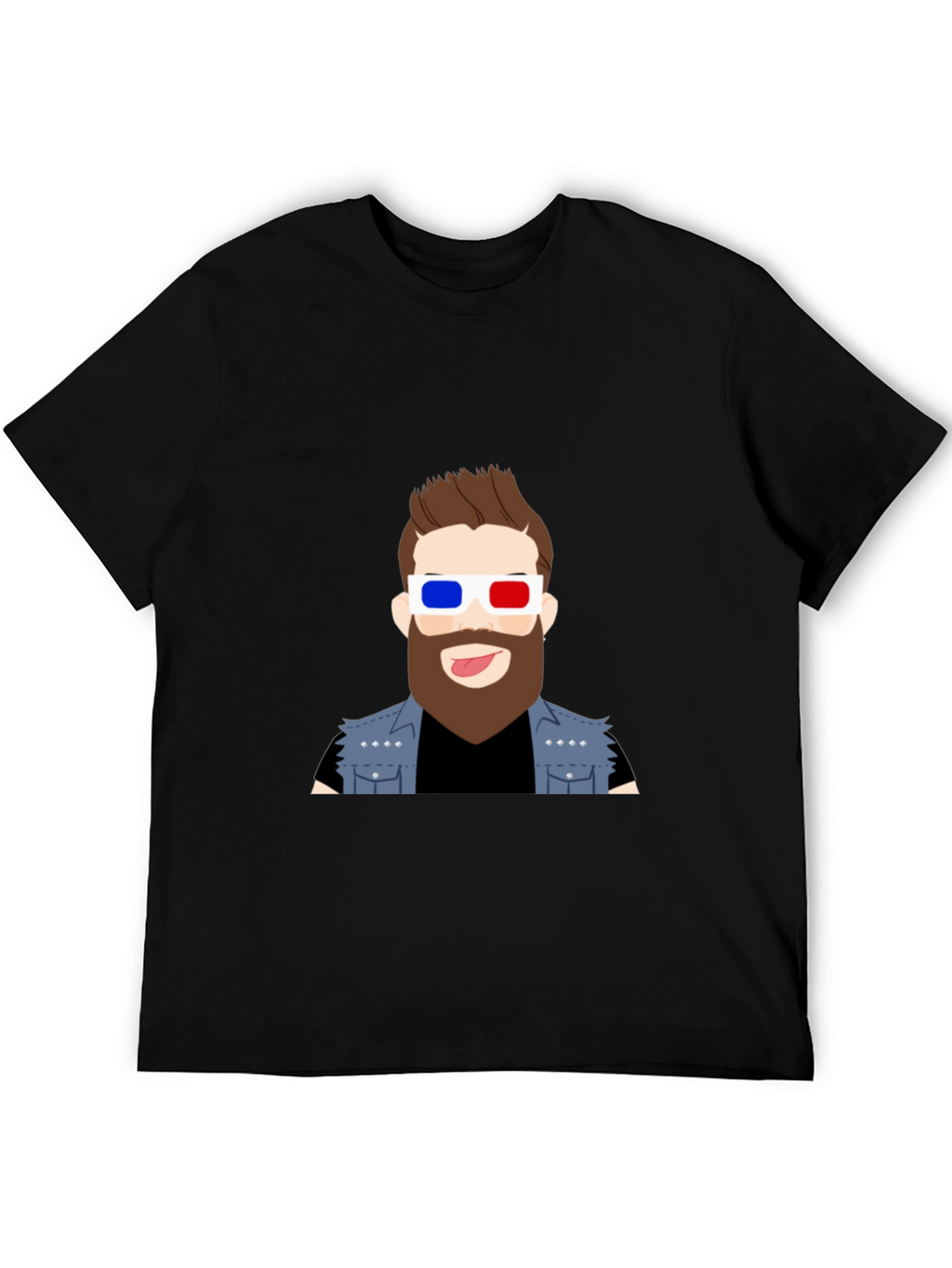 Cool Cartoon Graphic Tee - 3D Glasses Dude