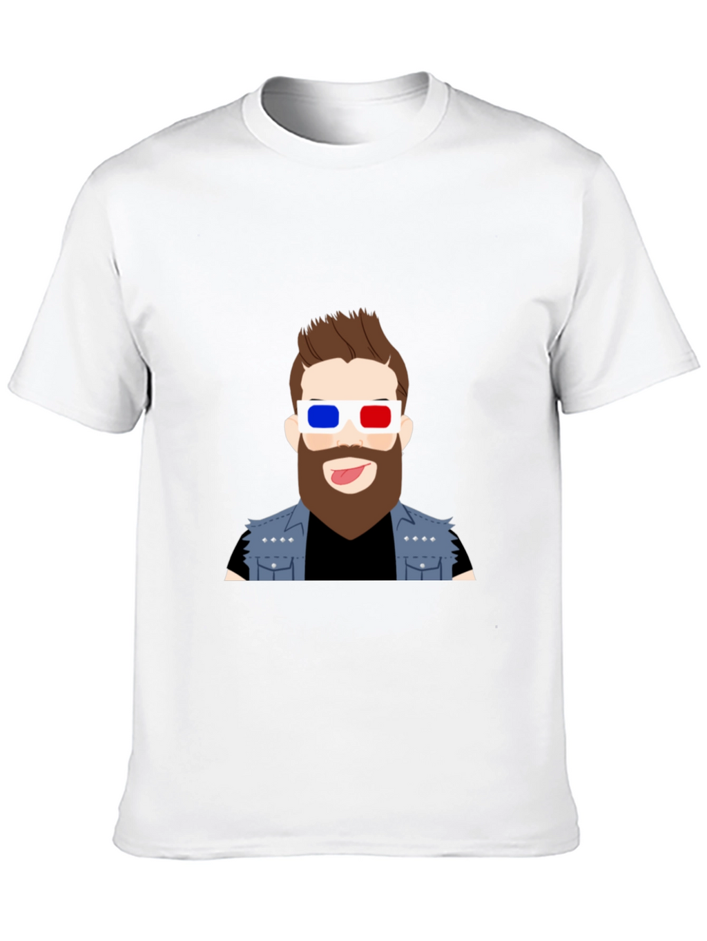 Cool Cartoon Graphic Tee - 3D Glasses Dude