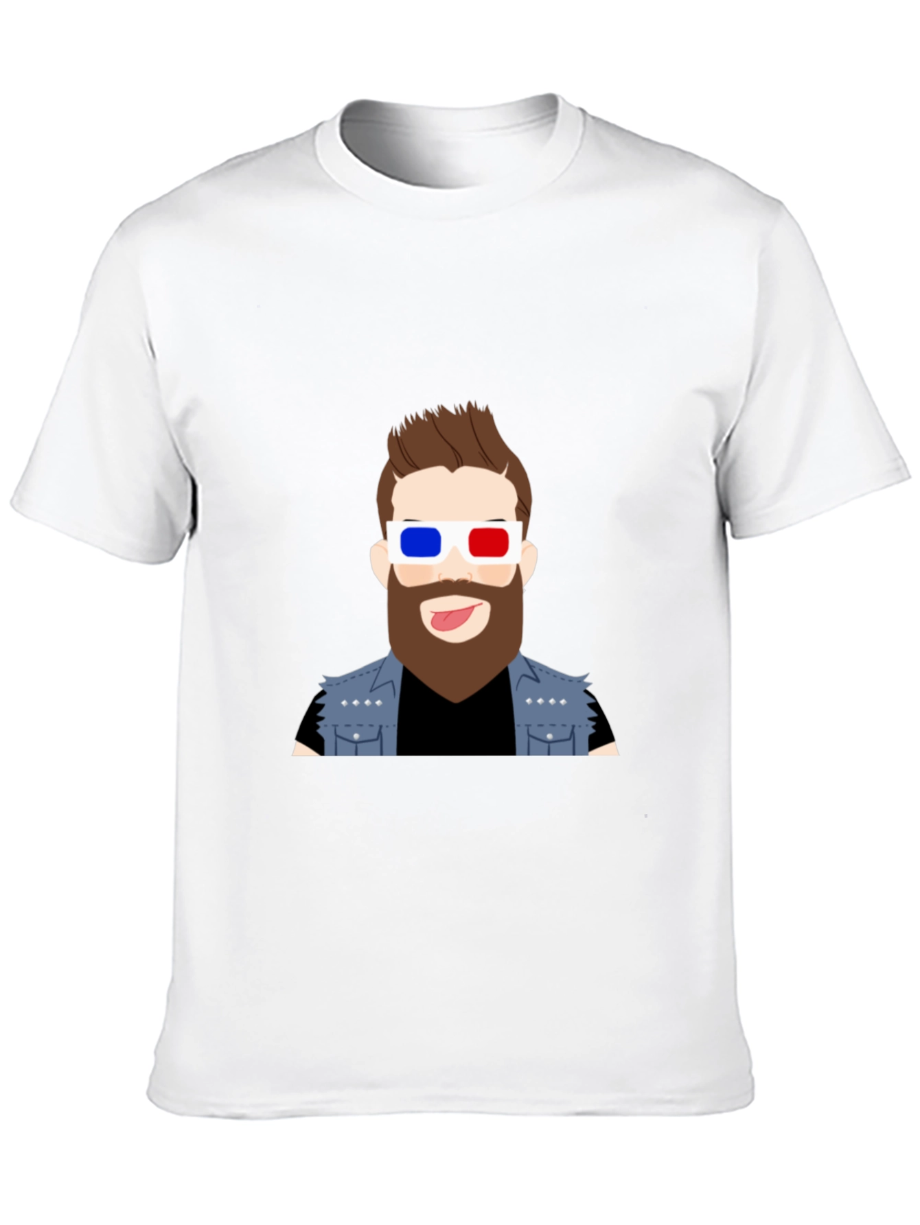 Cool Cartoon Graphic Tee - 3D Glasses Dude