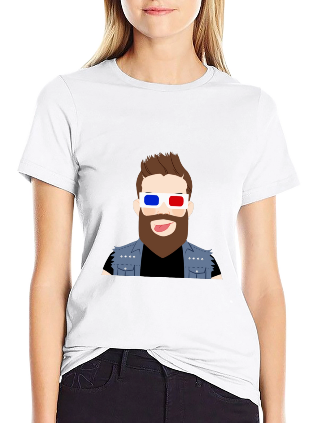 Cool Cartoon Graphic Tee - 3D Glasses Dude