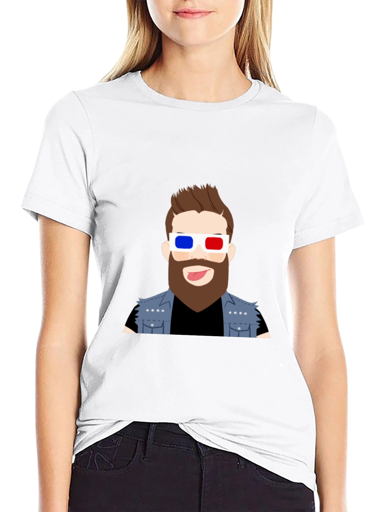 Cool Cartoon Graphic Tee - 3D Glasses Dude