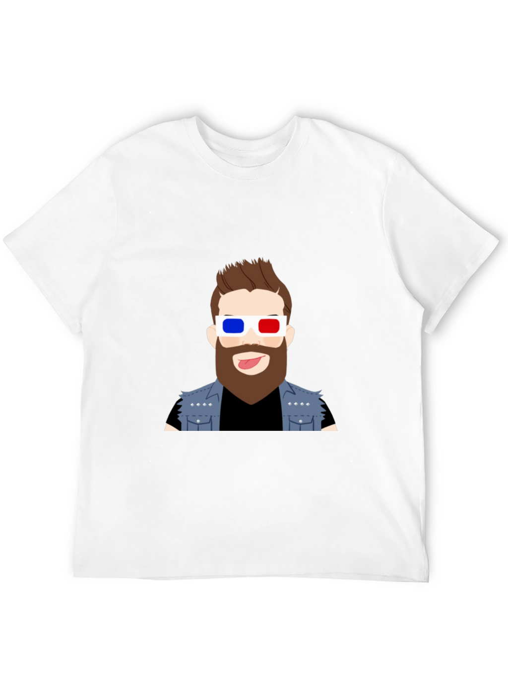 Cool Cartoon Graphic Tee - 3D Glasses Dude