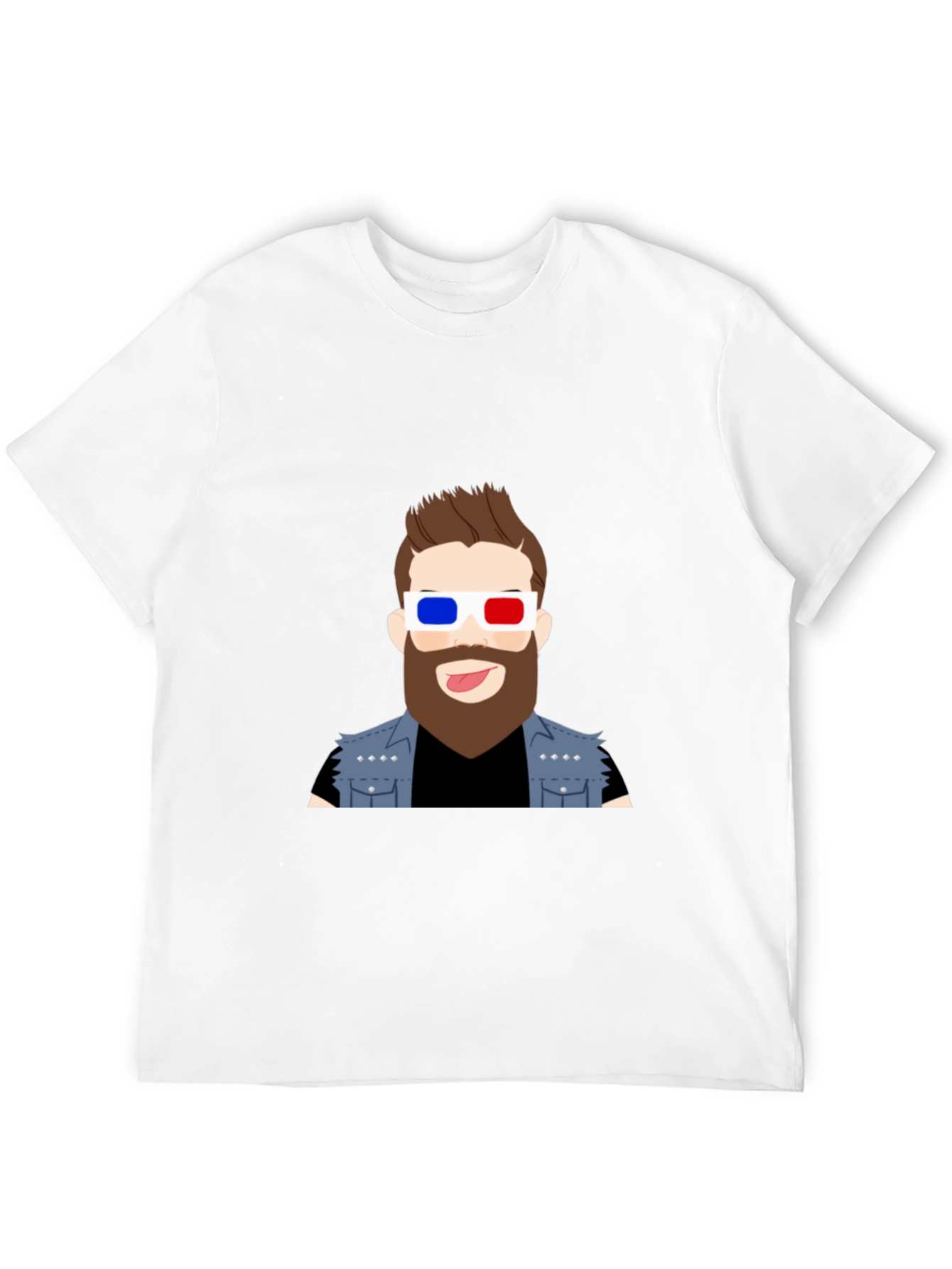 Cool Cartoon Graphic Tee - 3D Glasses Dude