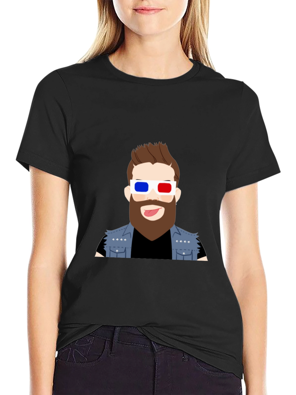 Cool Cartoon Graphic Tee - 3D Glasses Dude