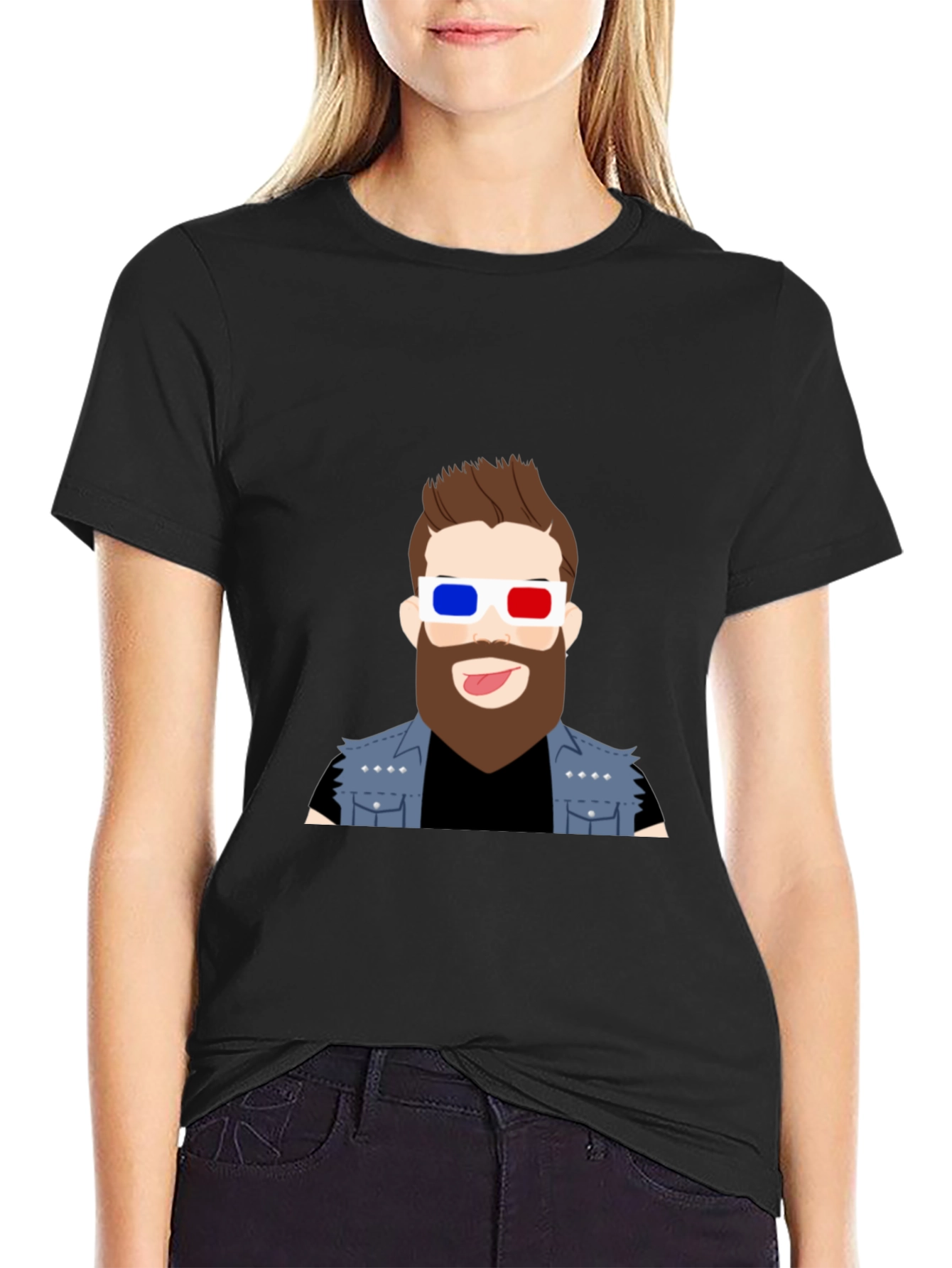 Cool Cartoon Graphic Tee - 3D Glasses Dude
