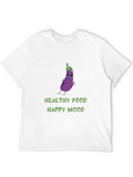 Healthy Food Happy Mood T-Shirt - Eggplant Graphic Tee