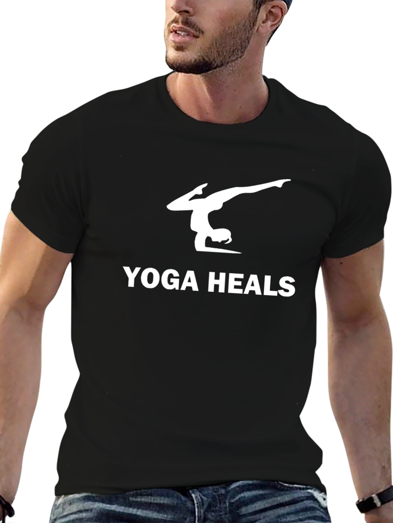 Yoga Heals Graphic Tee - Black Cotton Blend