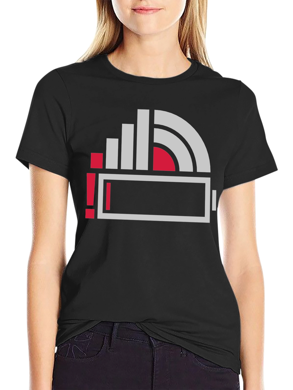 Low Battery Icon Graphic Print T-Shirt