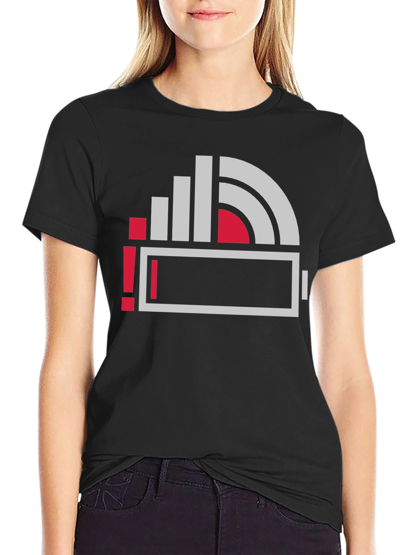 Low Battery Icon Graphic Print T-Shirt