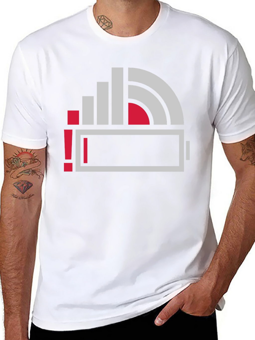 Low Battery Icon Graphic Print T-Shirt