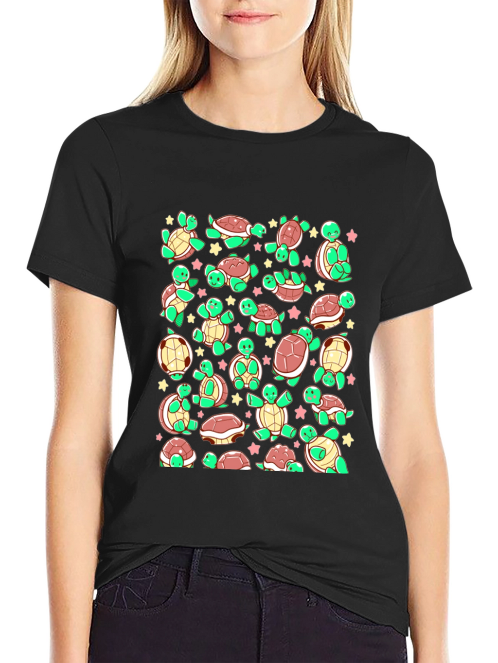 Turtle Print T-Shirt - Adorable Reptile Pattern