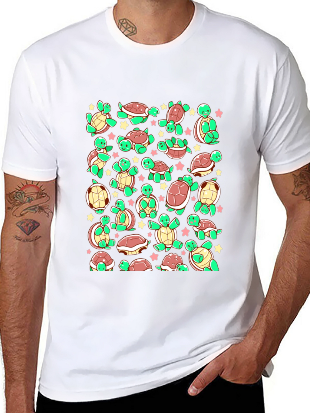 Turtle Print T-Shirt - Adorable Reptile Pattern