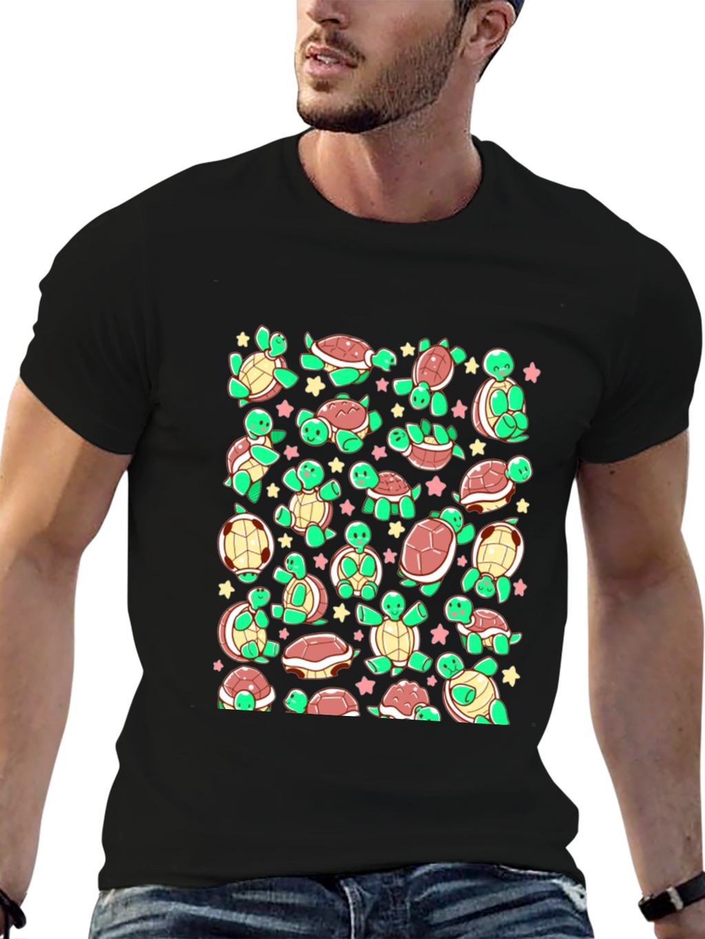 Turtle Print T-Shirt - Adorable Reptile Pattern