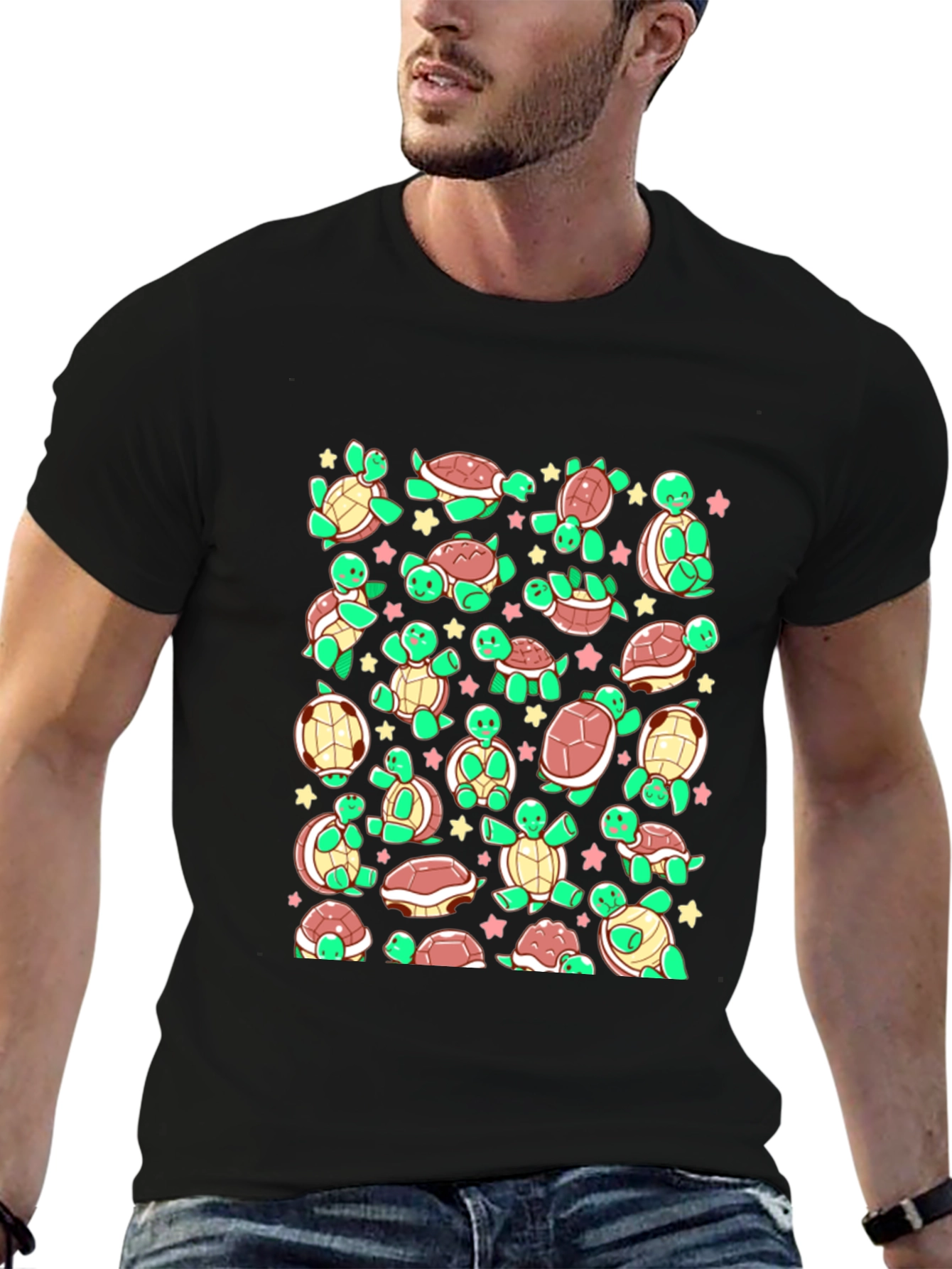 Turtle Print T-Shirt - Adorable Reptile Pattern