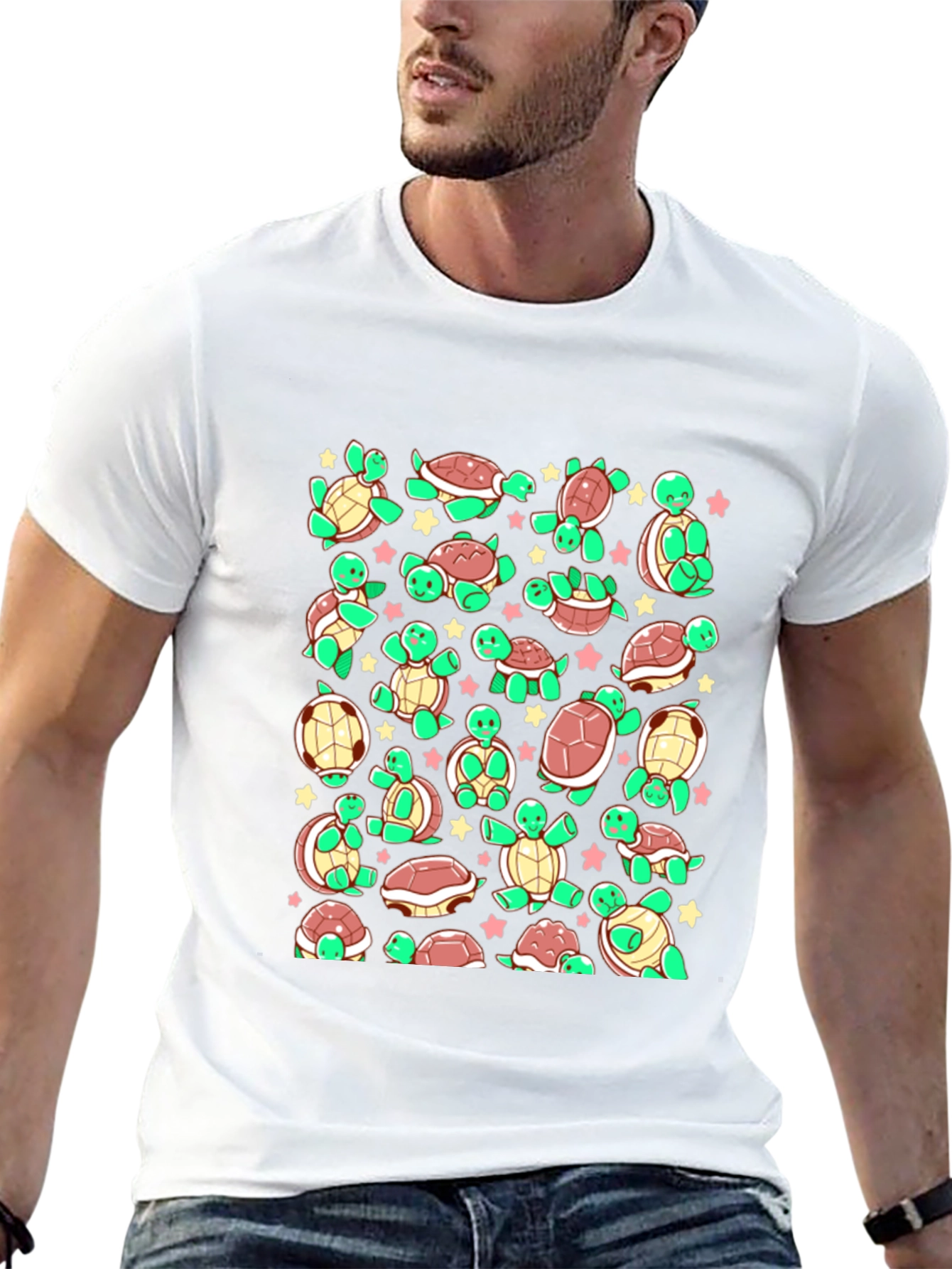 Turtle Print T-Shirt - Adorable Reptile Pattern