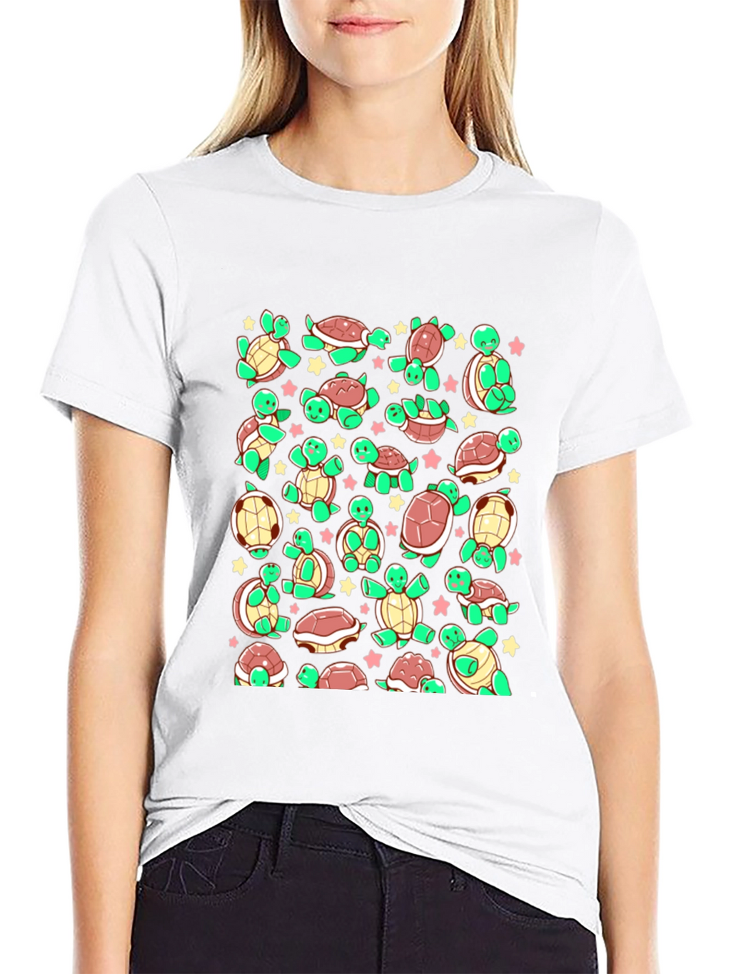 Turtle Print T-Shirt - Adorable Reptile Pattern