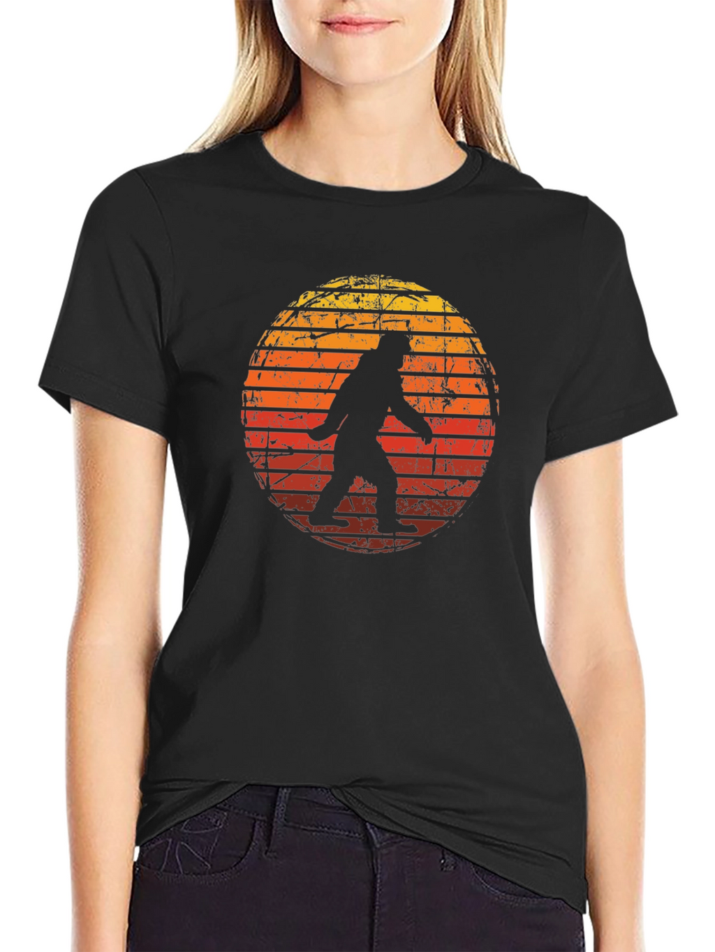 Bigfoot Sunset Graphic Tee - Black Cotton Shirt