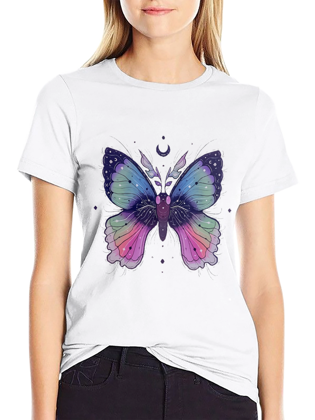 Mystic Moon Butterfly Graphic Tee - Stylish Mens T-Shirt
