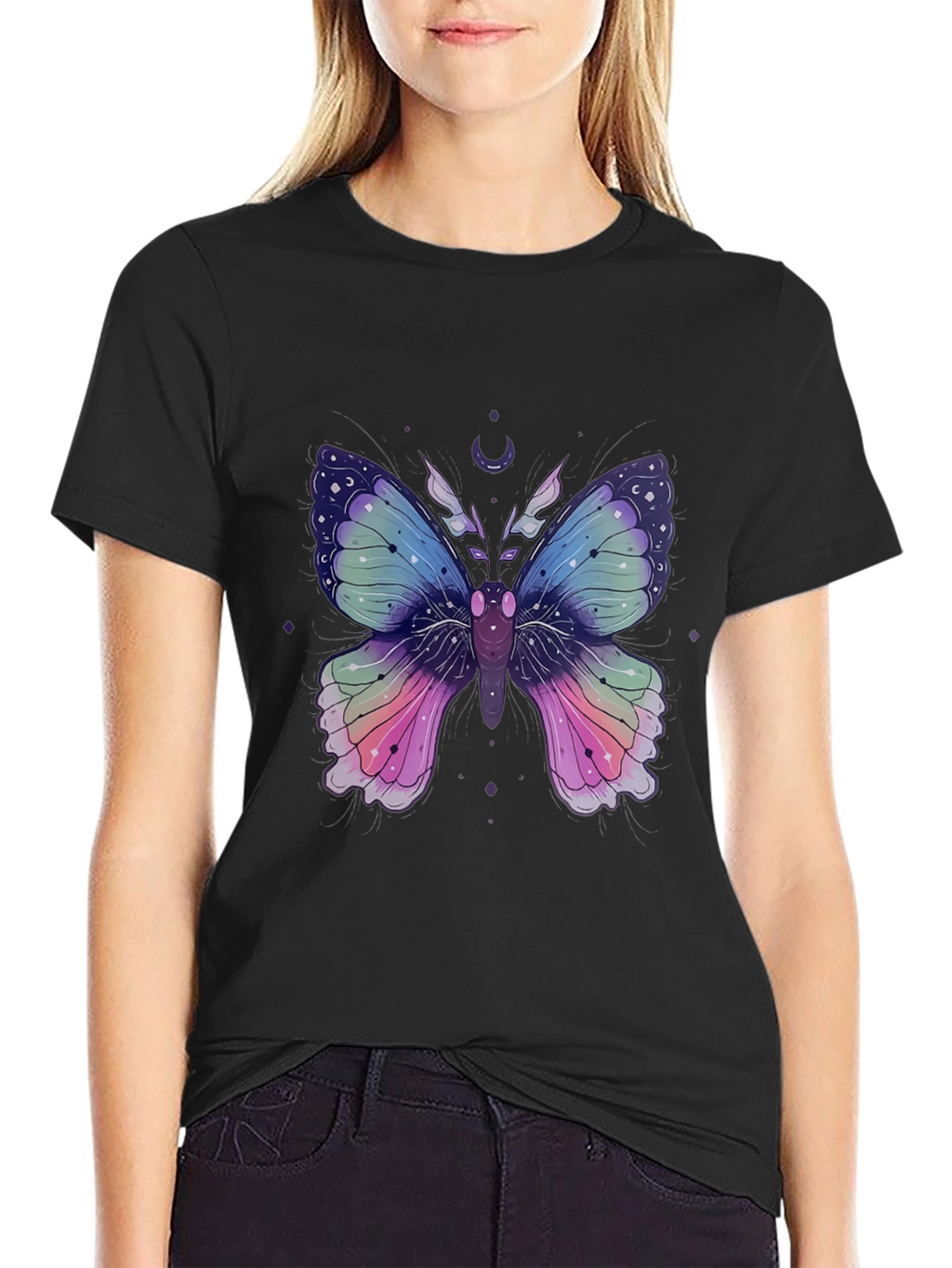 Mystic Moon Butterfly Graphic Tee - Stylish Mens T-Shirt