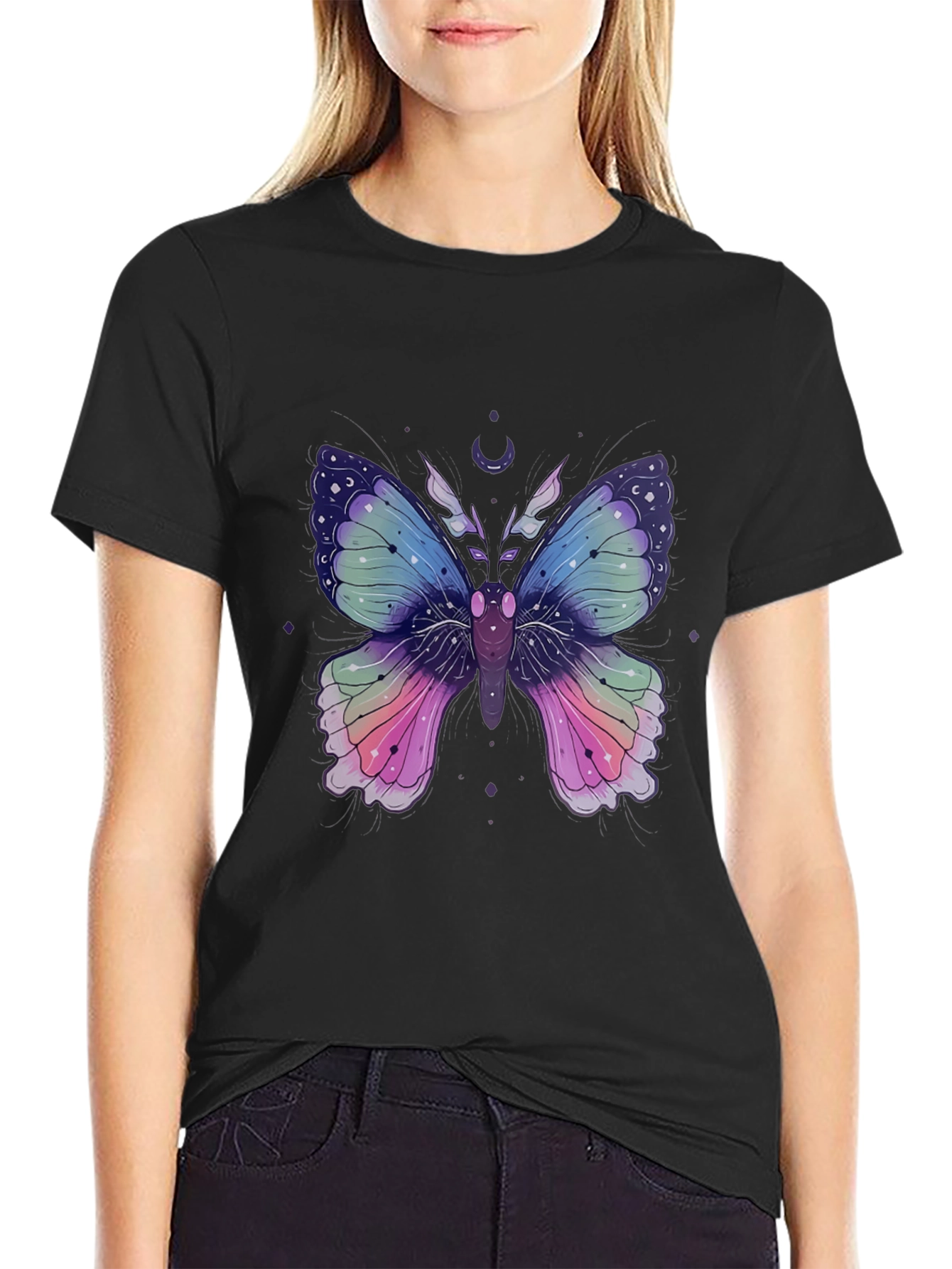 Mystic Moon Butterfly Graphic Tee - Stylish Mens T-Shirt