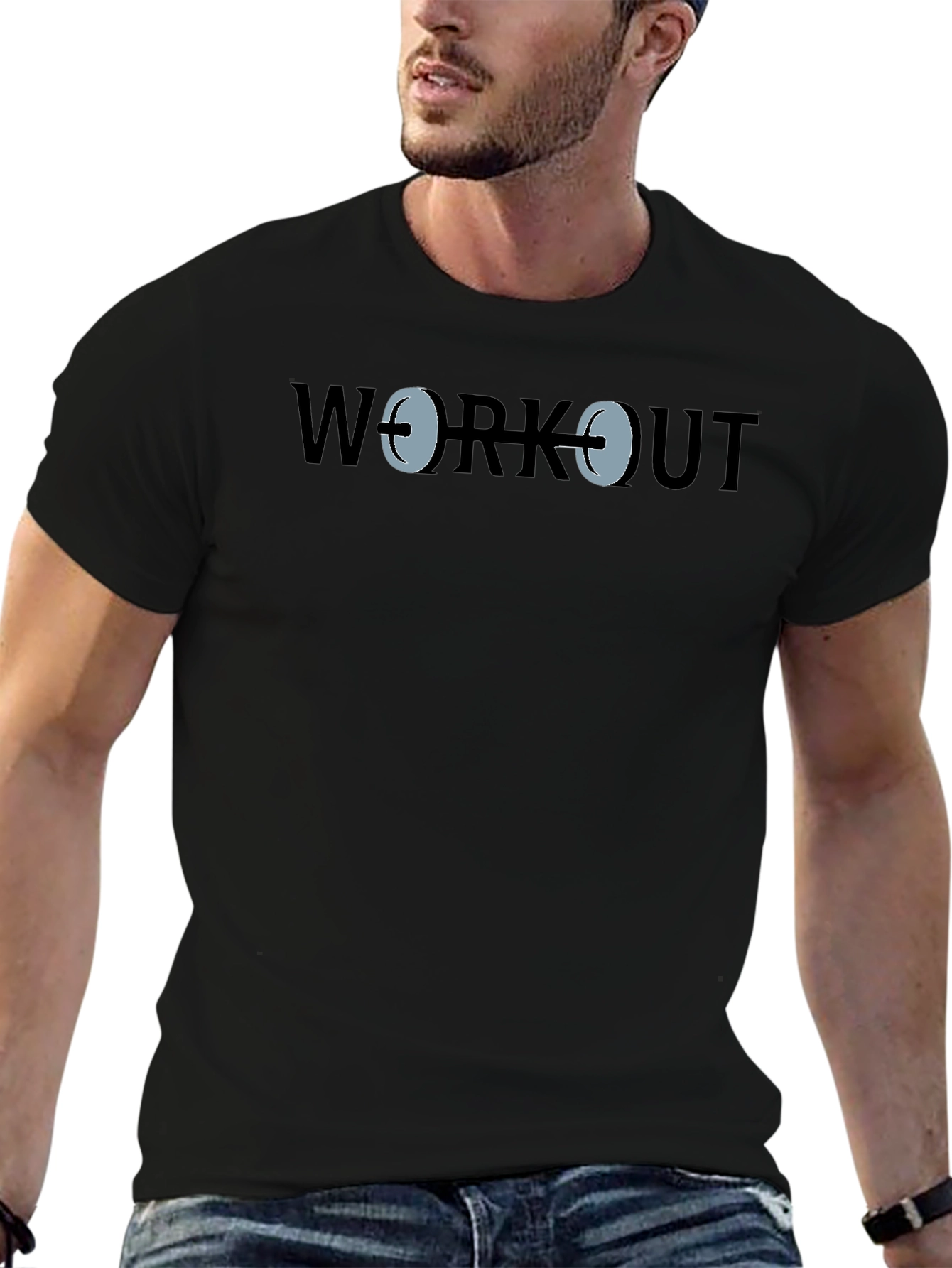 Workout Graphic Print Black T-Shirt
