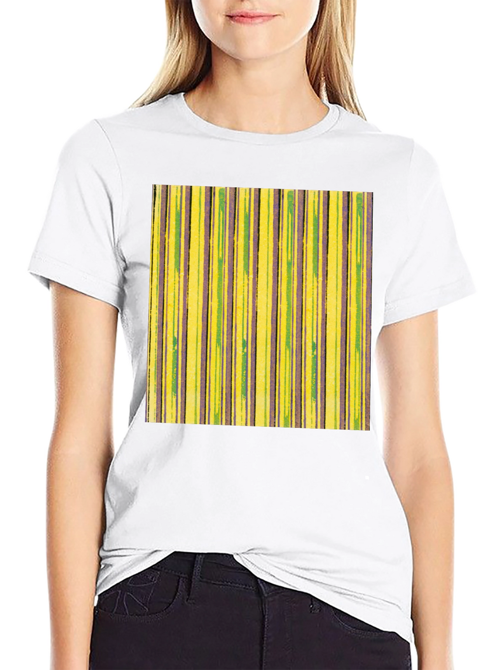 Striped T-Shirt in Yellow Green and Purple