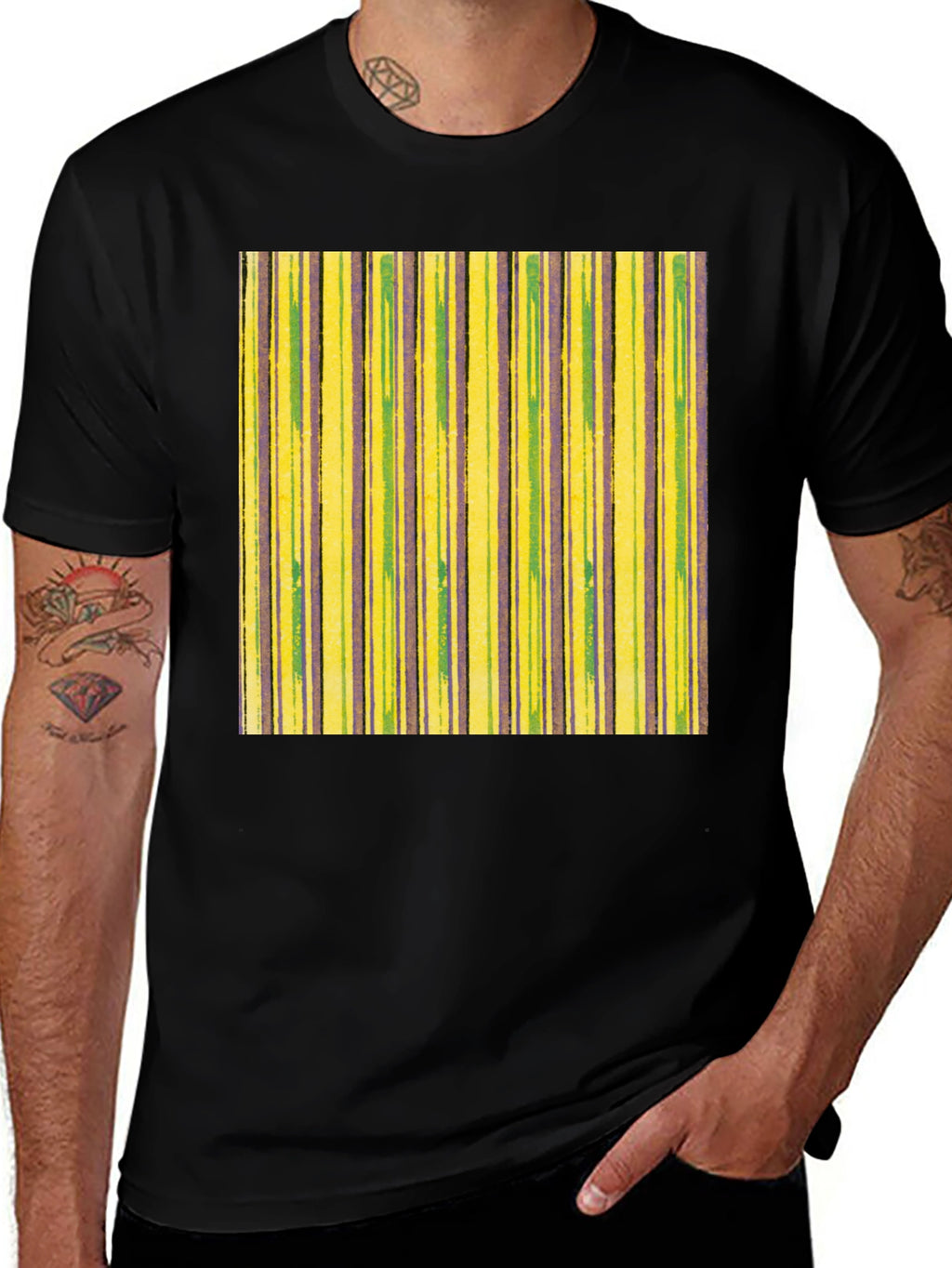 Striped T-Shirt in Yellow Green and Purple