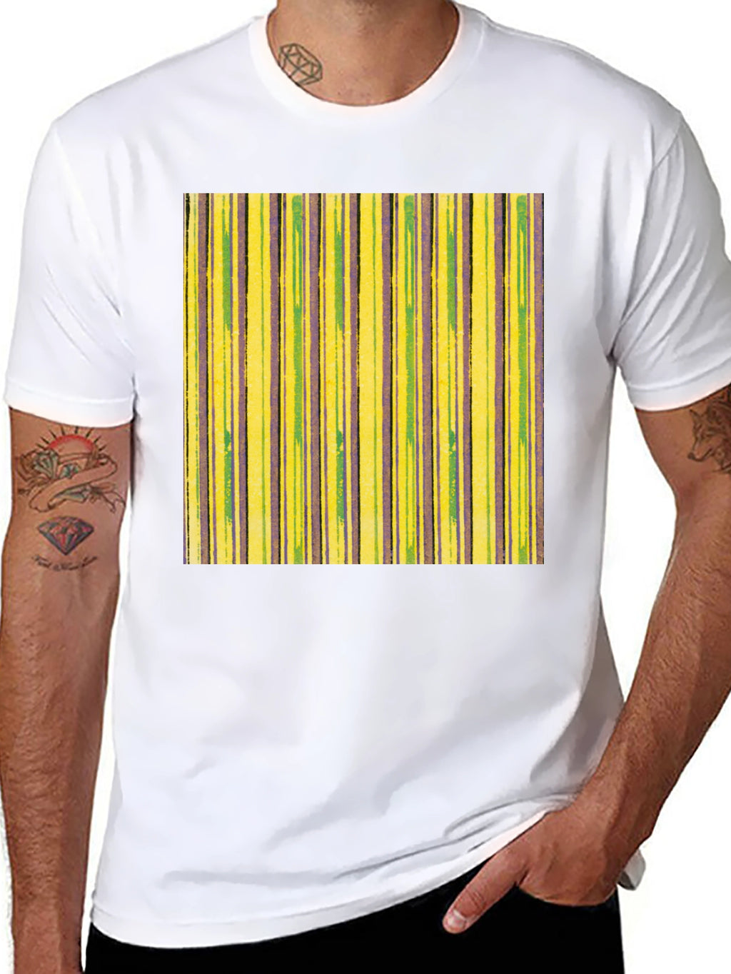 Striped T-Shirt in Yellow Green and Purple