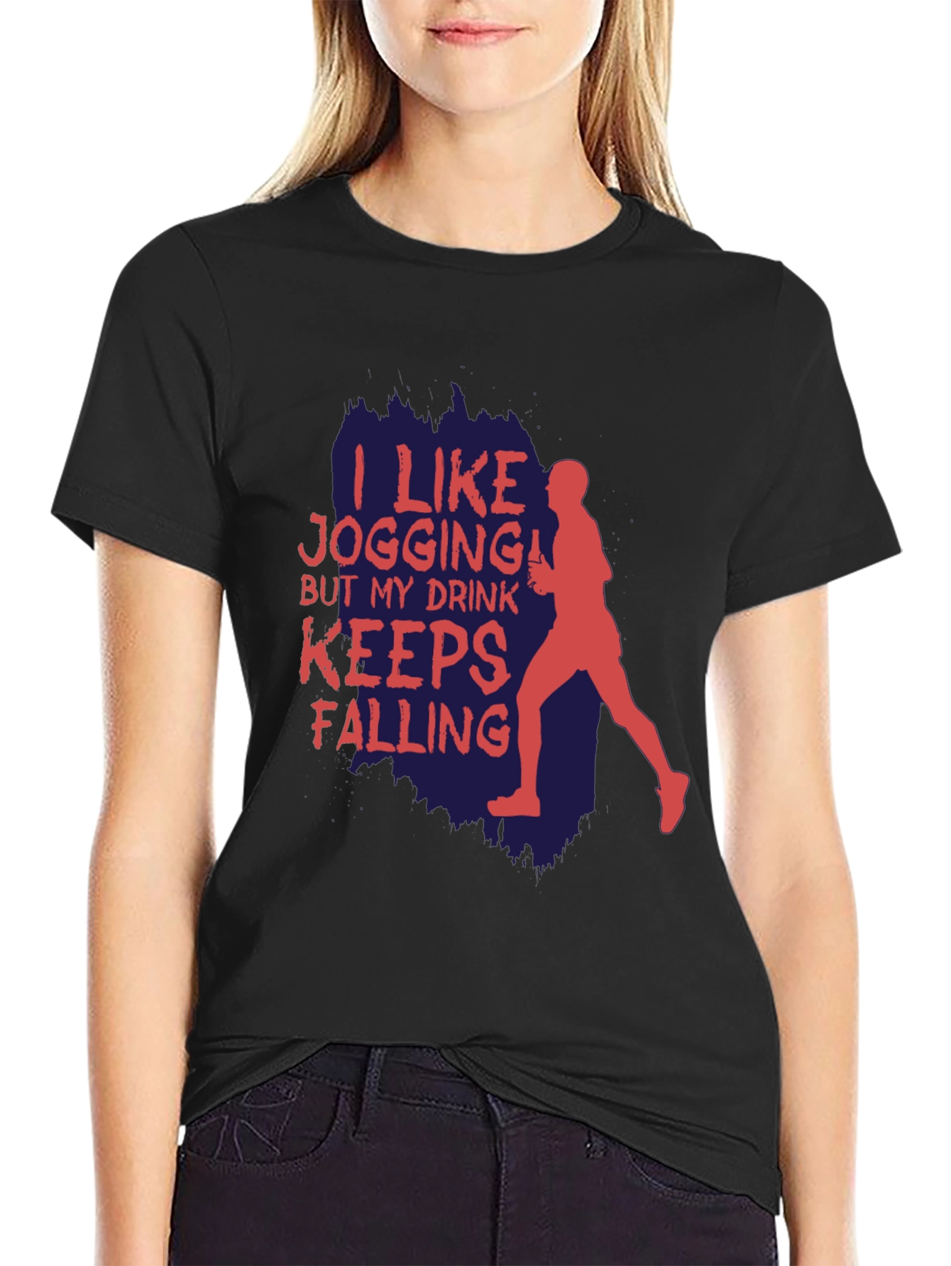 Funny Jogging T-Shirt: I Like Jogging My Drink Keeps Falling