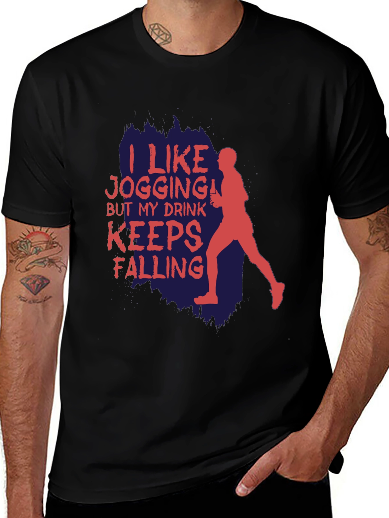 Funny Jogging T-Shirt: I Like Jogging My Drink Keeps Falling