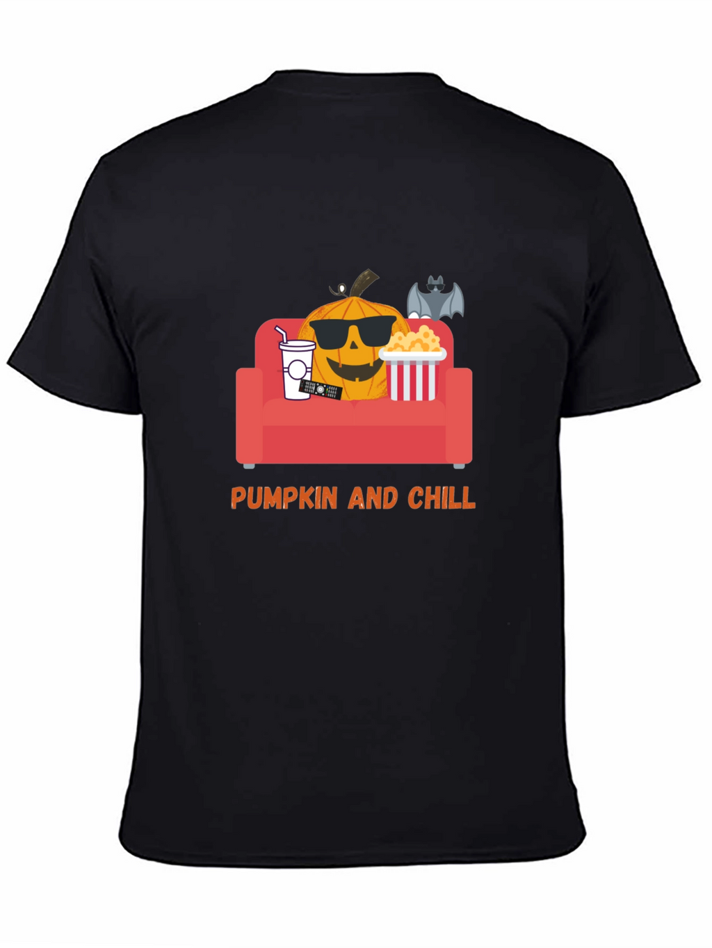 Pumpkin and Chill Graphic Tee - Relaxed Halloween Shirt