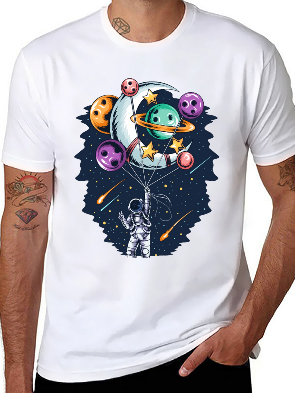 Astronaut Bowling Planet T-Shirt