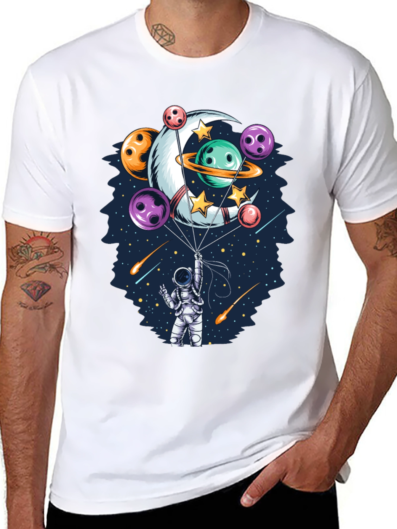 Astronaut Bowling Planet T-Shirt