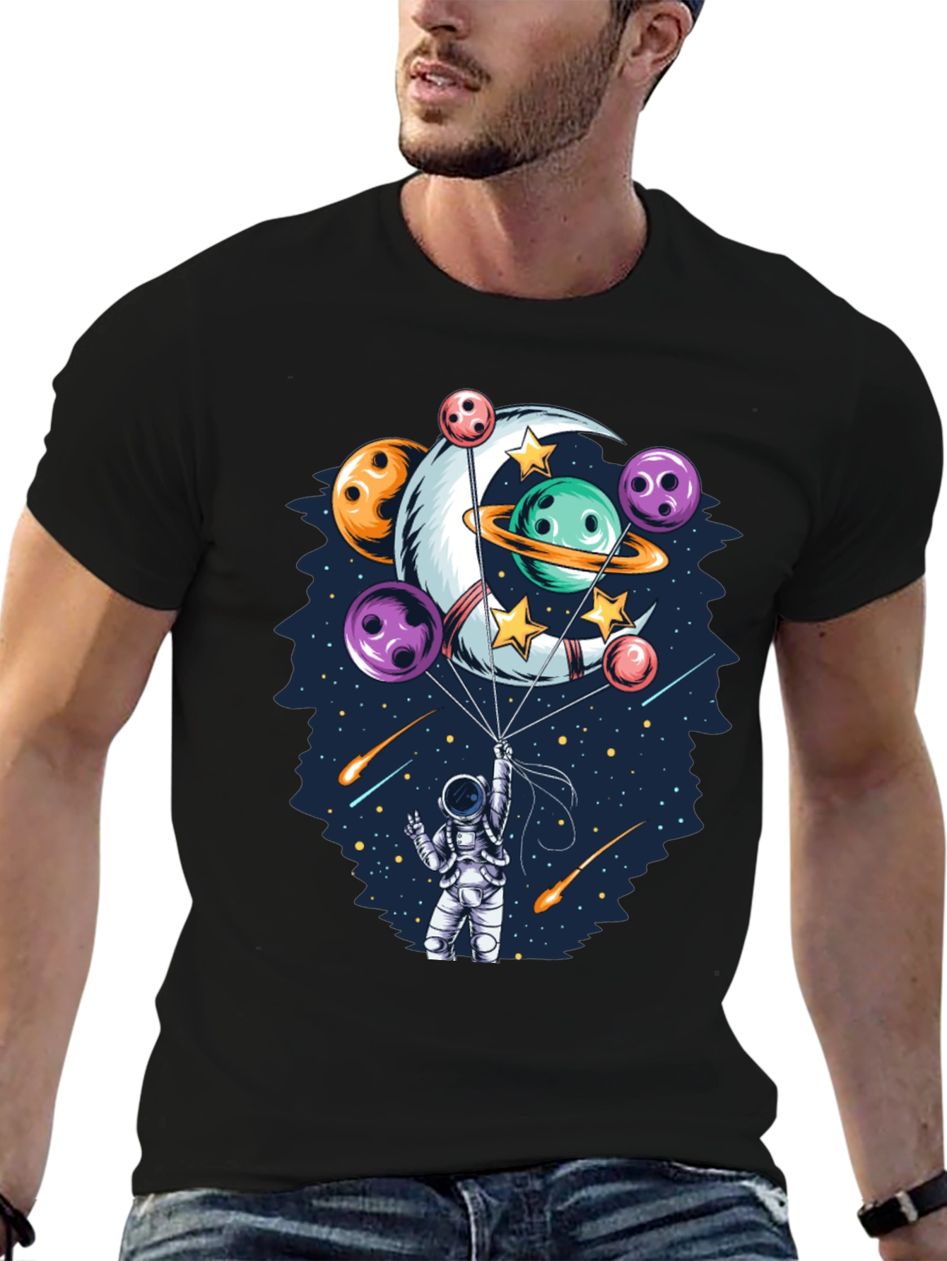Astronaut Bowling Planet T-Shirt