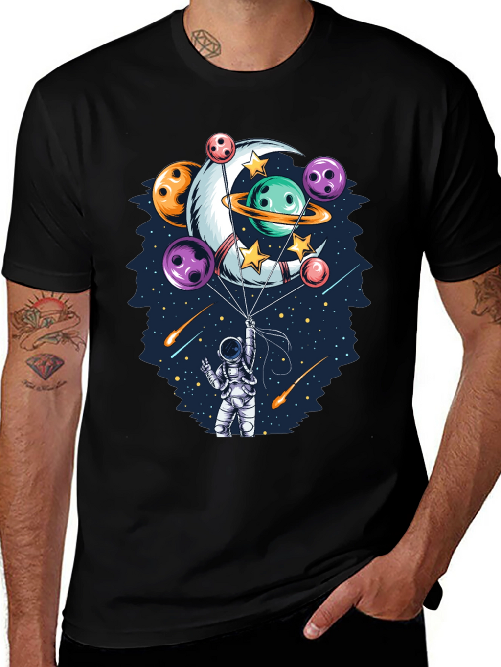 Astronaut Bowling Planet T-Shirt