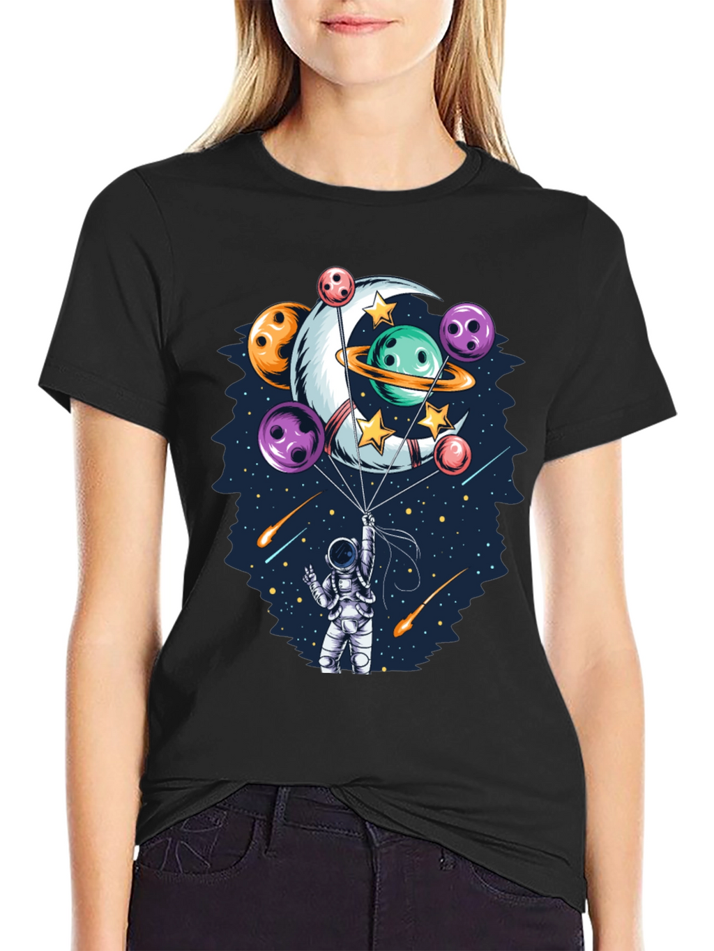 Astronaut Bowling Planet T-Shirt