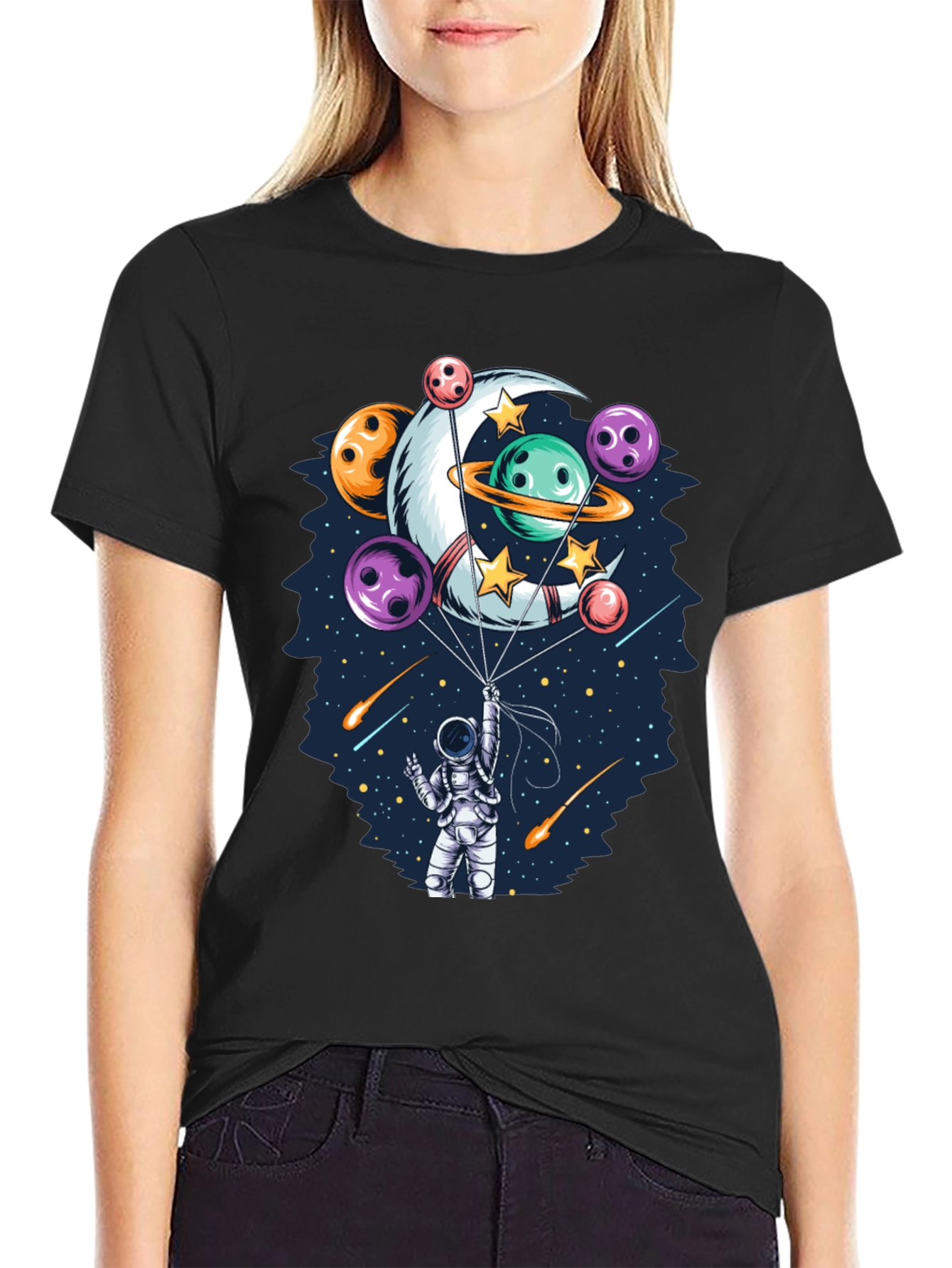 Astronaut Bowling Planet T-Shirt