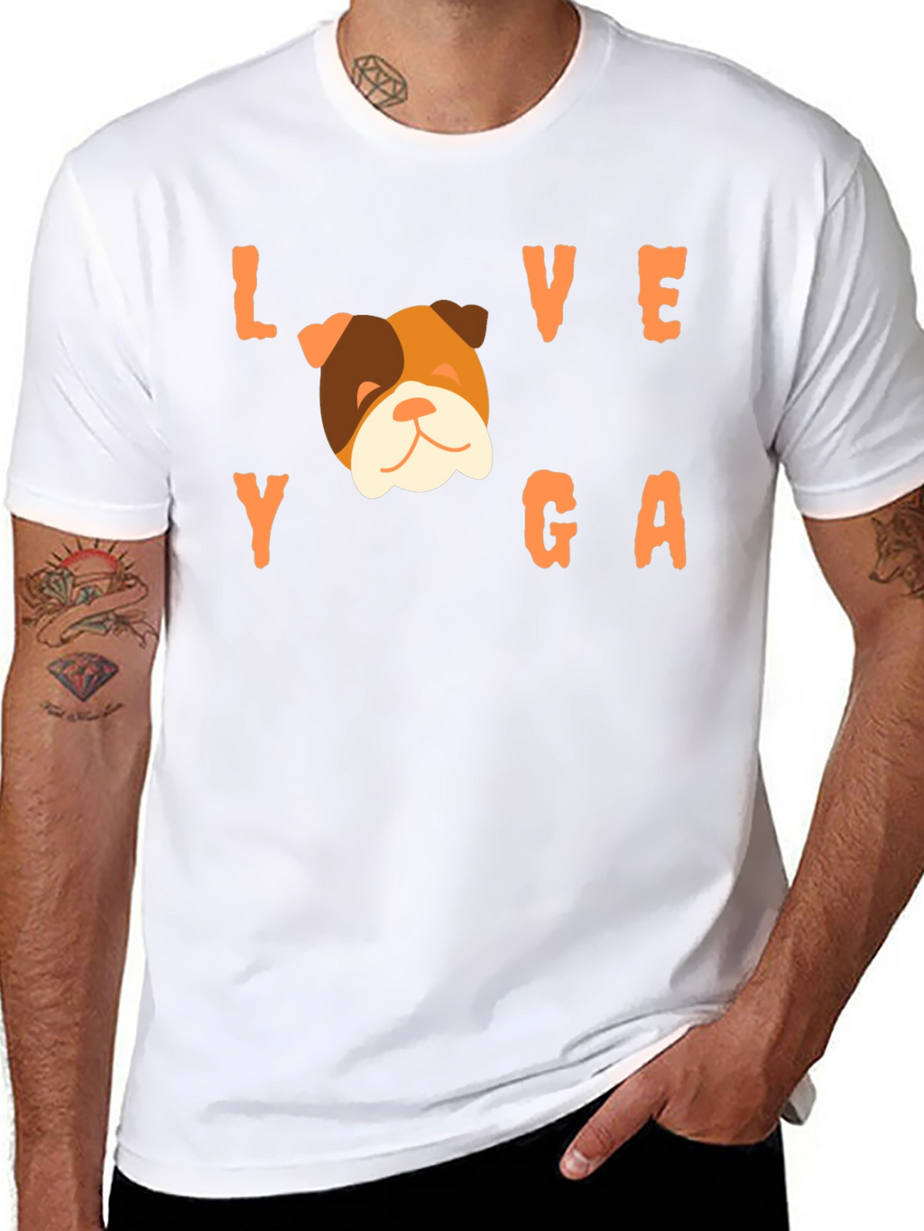 Love Yoga Bulldog Graphic Tee - Soft Cotton Blend