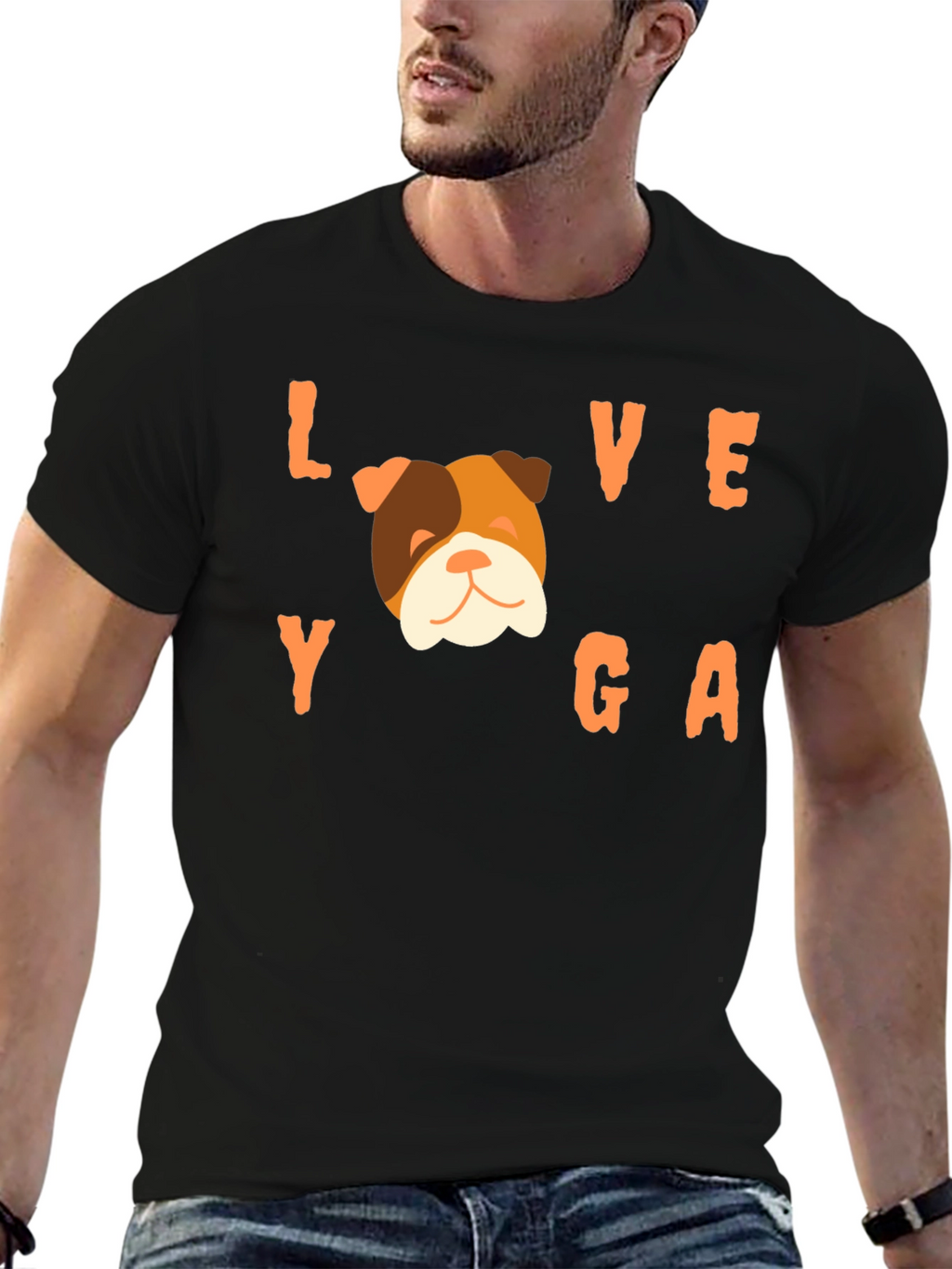 Love Yoga Bulldog Graphic Tee - Soft Cotton Blend