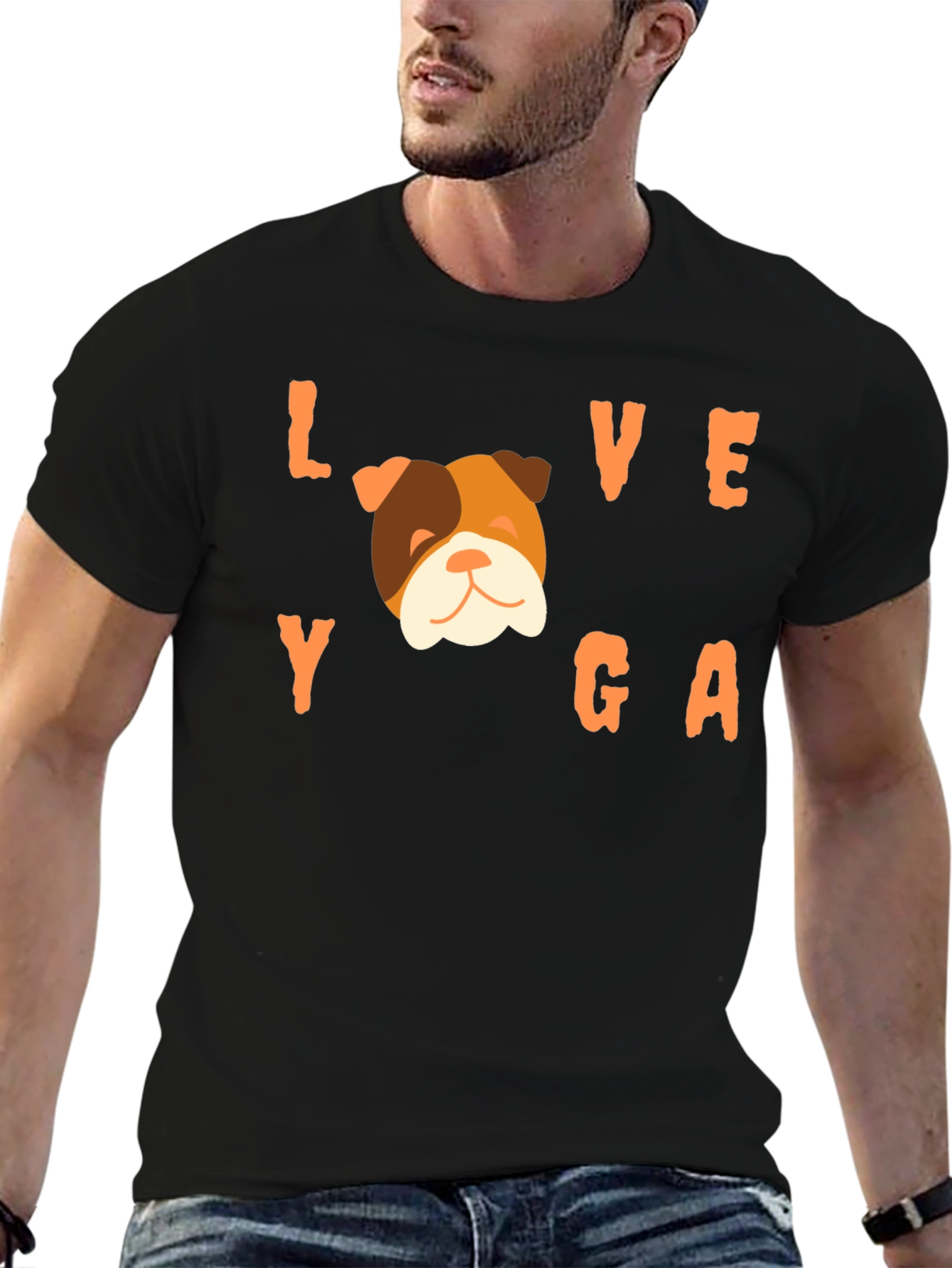 Love Yoga Bulldog Graphic Tee - Soft Cotton Blend