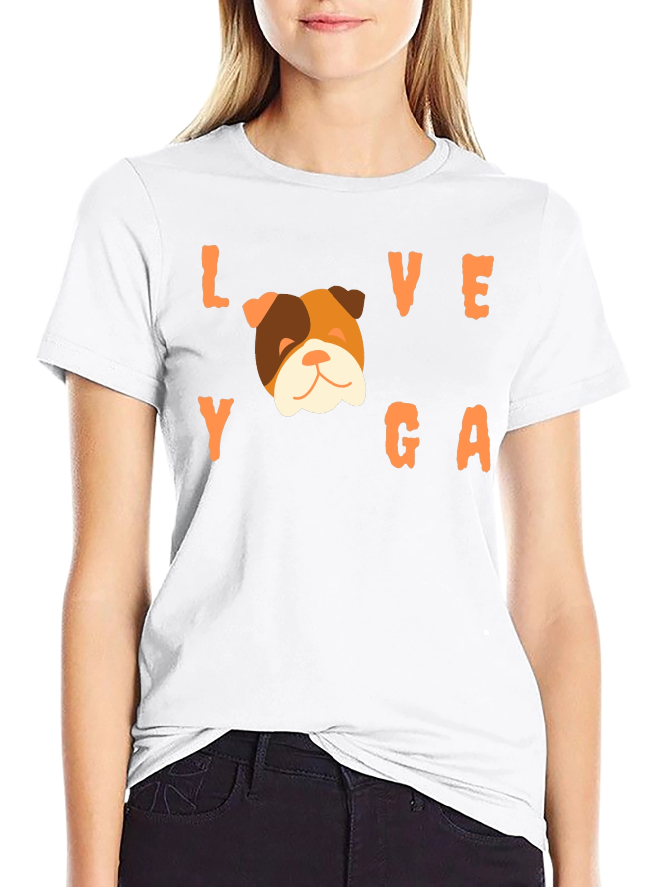 Love Yoga Bulldog Graphic Tee - Soft Cotton Blend
