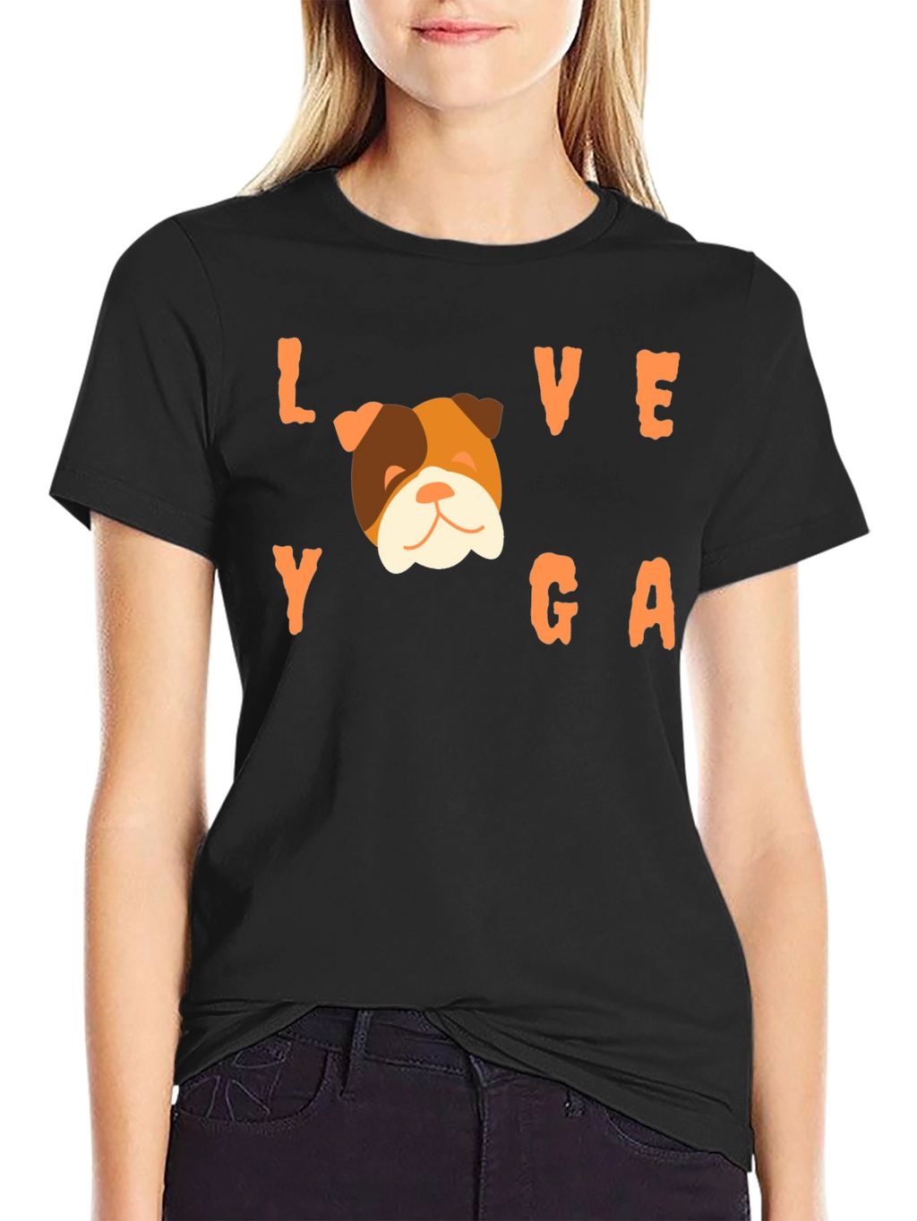 Love Yoga Bulldog Graphic Tee - Soft Cotton Blend