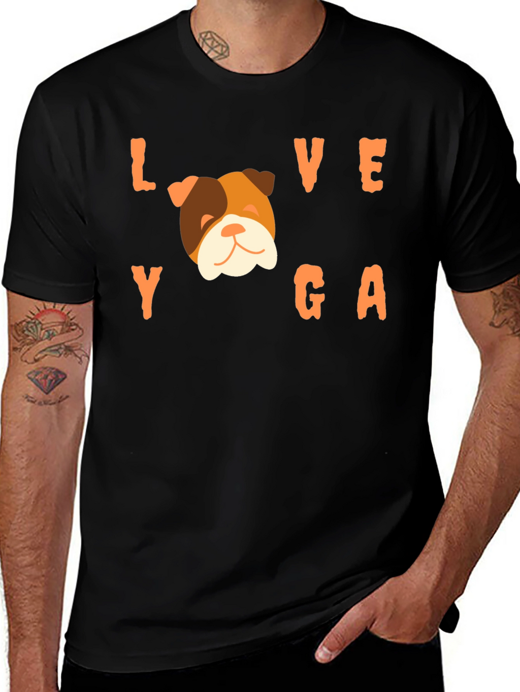 Love Yoga Bulldog Graphic Tee - Soft Cotton Blend