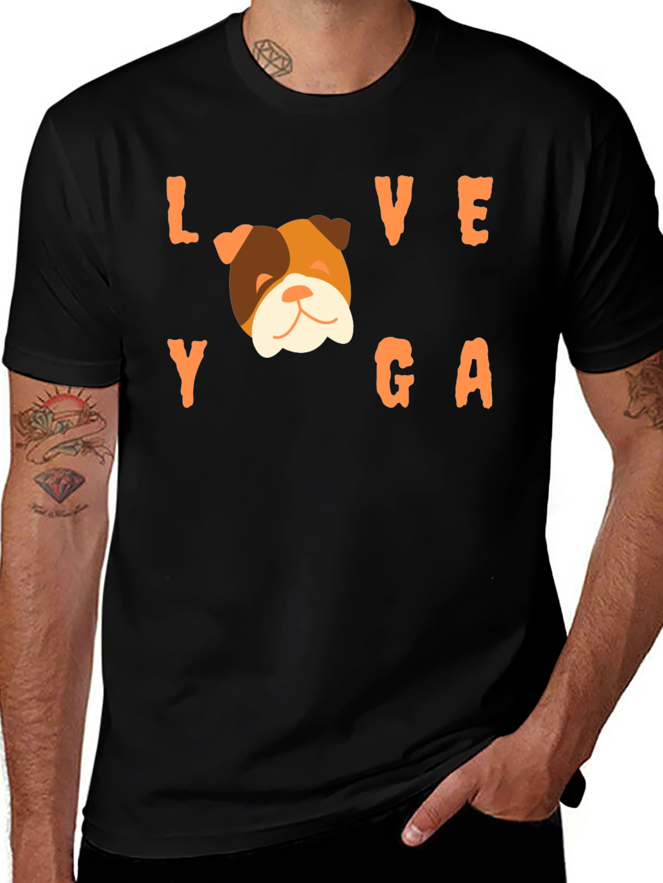 Love Yoga Bulldog Graphic Tee - Soft Cotton Blend
