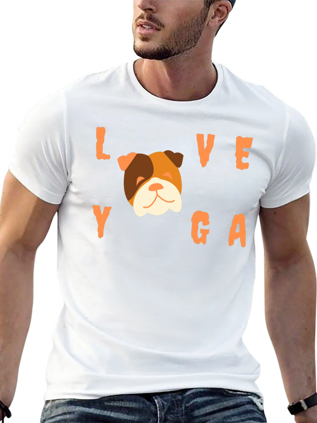 Love Yoga Bulldog Graphic Tee - Soft Cotton Blend