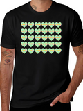 Love Hearts Pattern Black T-Shirt
