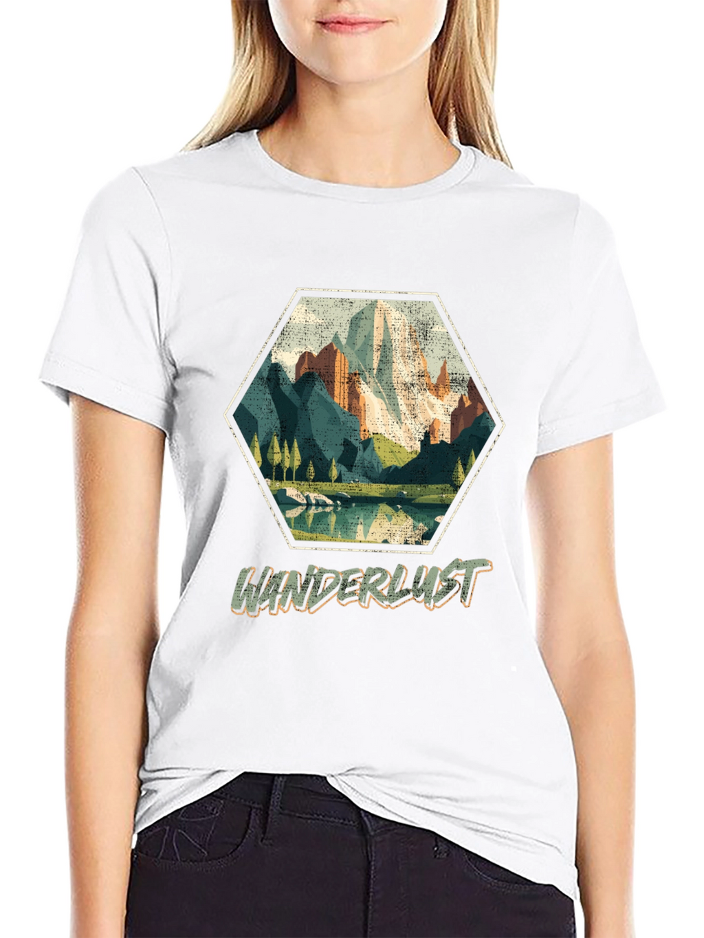 Wanderlust Mountain Hex Graphic T-Shirt