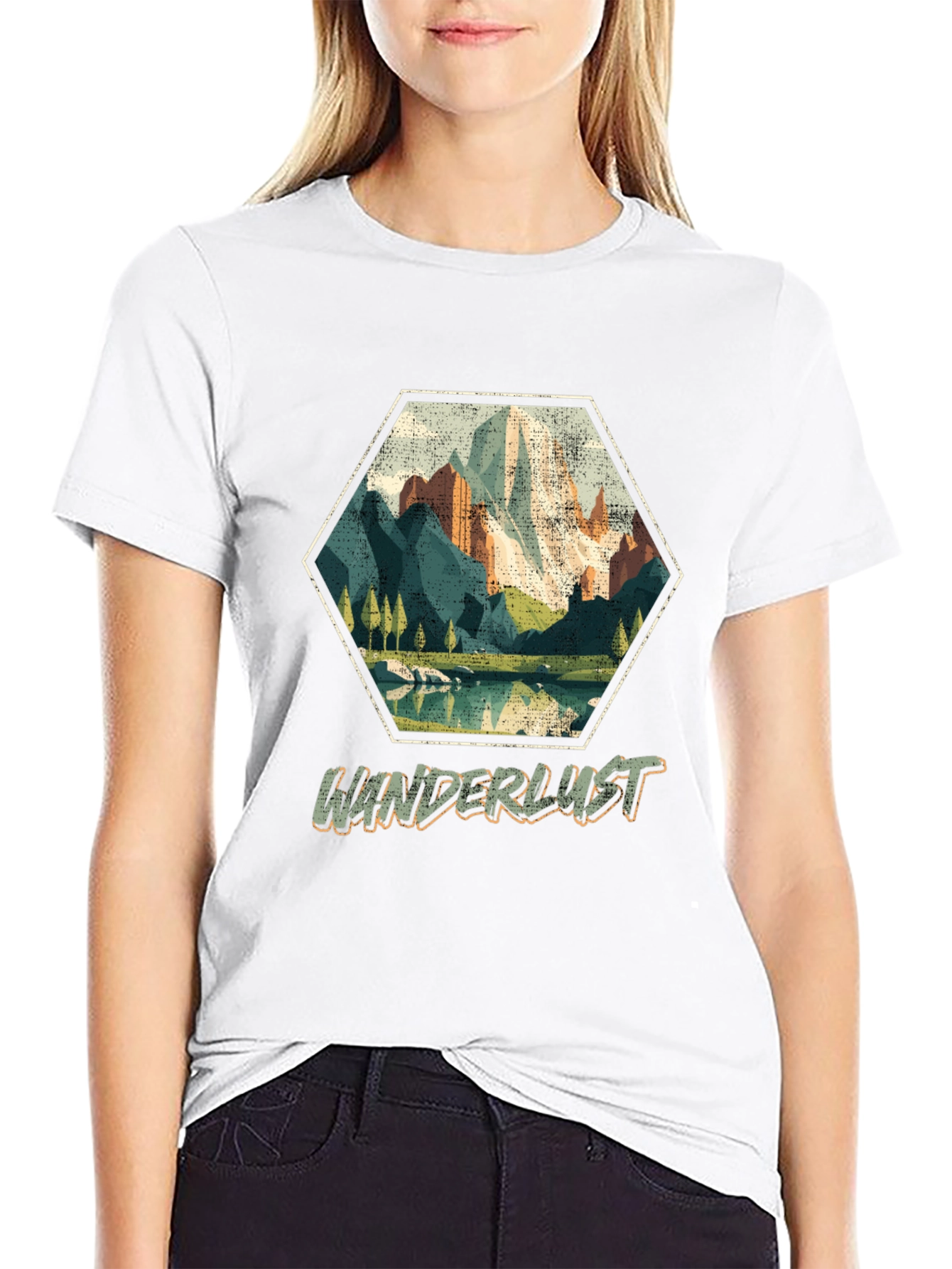 Wanderlust Mountain Hex Graphic T-Shirt
